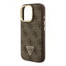 Guess для iPhone 16 Pro Max чехол PU 4G Triangle metal logo and Camera Stand Hard Brown (MagSafe)