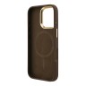 Guess для iPhone 16 Pro Max чехол PU 4G Triangle metal logo and Camera Stand Hard Brown (MagSafe)