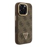 Guess для iPhone 16 Pro Max чехол PU 4G Triangle metal logo and Camera Stand Hard Brown (MagSafe)