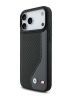 BMW для iPhone 17 Pro чехол M-series PU Carbon/Smooth Metal logo Hard Black/Grey (MagSafe)