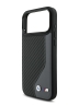 BMW для iPhone 17 Pro чехол M-series PU Carbon/Smooth Metal logo Hard Black/Grey (MagSafe)