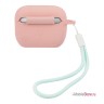 Чехол Guess Silicone case Script logo with cord для Airpods Pro, розовый/зеленый