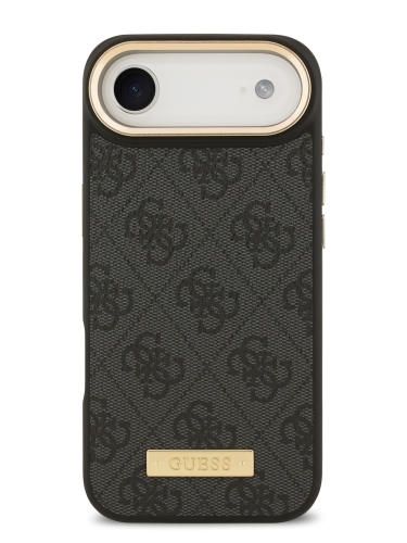 Guess для iPhone Air чехол PU 4G Plate metal logo and Gold camera Hard Black (MagSafe)