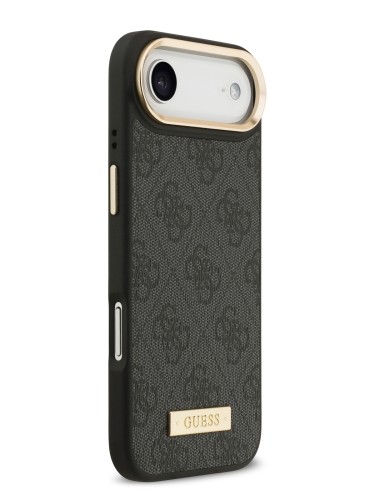 Guess для iPhone Air чехол PU 4G Plate metal logo and Gold camera Hard Black (MagSafe)