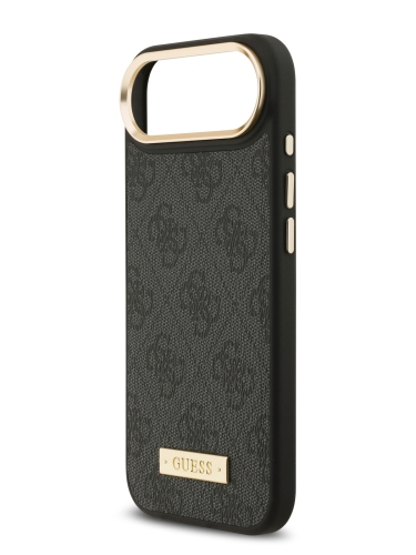 Guess для iPhone Air чехол PU 4G Plate metal logo and Gold camera Hard Black (MagSafe)