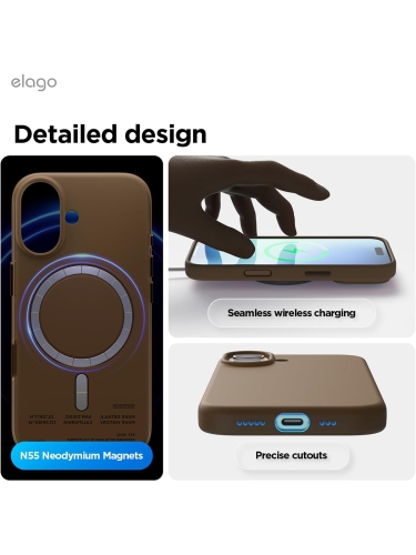 Elago для iPhone 17 чехол Magnetic Silicone Brown (MagSafe)