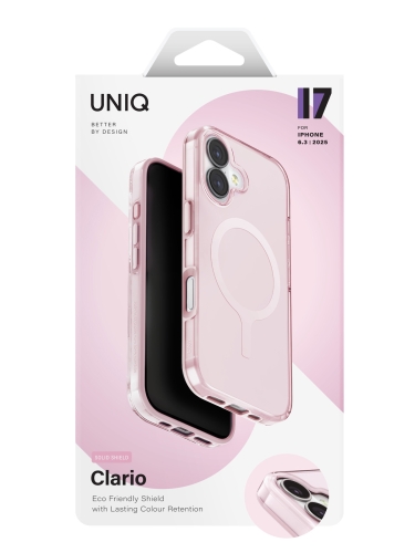 Uniq для iPhone 17 чехол Clario Primrose Pink (MagSafe)