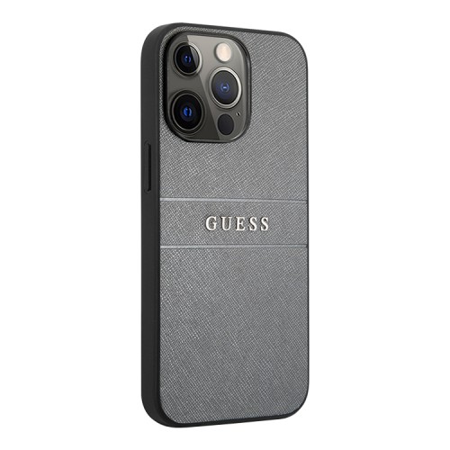 Чехол Guess PU Saffiano with Metal logo Hard для iPhone 13 Pro, серый