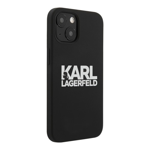 Чехол Karl Lagerfeld Liquid silicone Stack logo Hard для iPhone 13, черный