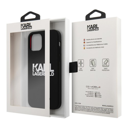 Чехол Karl Lagerfeld Liquid silicone Stack logo Hard для iPhone 13, черный