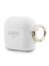 Guess для Airpods Pro 3  чехол Silicone with ring Glitter/White