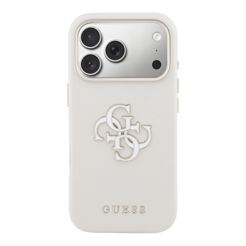 Guess для iPhone 17 Pro Max чехол Saffiano Full Wrapped 4G Big Resin logo Metal Cam Hard Beige