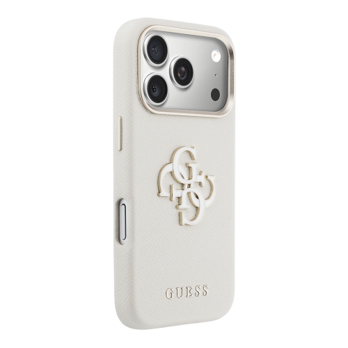 Guess для iPhone 17 Pro Max чехол Saffiano Full Wrapped 4G Big Resin logo Metal Cam Hard Beige