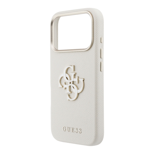 Guess для iPhone 17 Pro Max чехол Saffiano Full Wrapped 4G Big Resin logo Metal Cam Hard Beige