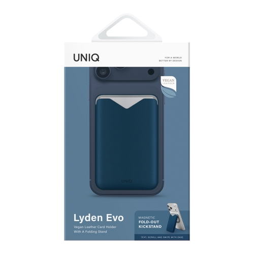Uniq картхолдер бумажник Lyden EVO Magnetic cardholder with Stand Steel Blue