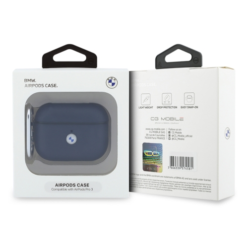 BMW для Airpods Pro 3 чехол Signature PU Leather Metal logo Navy