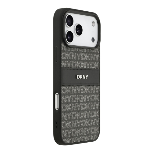 DKNY для iPhone 17 Pro Max чехол PU Repeat texture Tonal stripe Metal logo Hard Black
