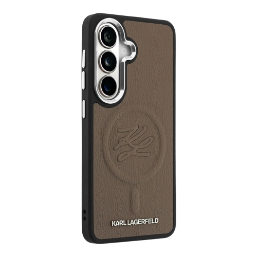 Karl Lagerfeld для Galaxy S26 чехол PU Debossed Initials Metal camera Hard Brown (MagSafe)