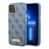 Чехол Guess PU 4G Plate metal logo Hard для iPhone 13, голубой (Magsafe)