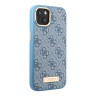 Чехол Guess PU 4G Plate metal logo Hard для iPhone 13, голубой (Magsafe)