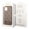 Чехол Guess 4G Stripe Metal logo Hard для iPhone 14 Plus, коричневый