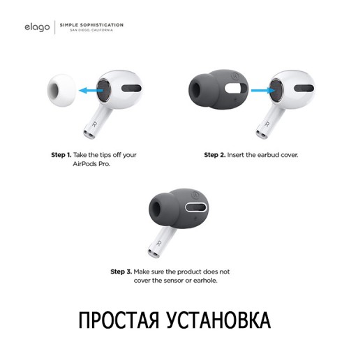 Накладки Elago EarBuds Cover для AirPods Pro, серые (6 пар)