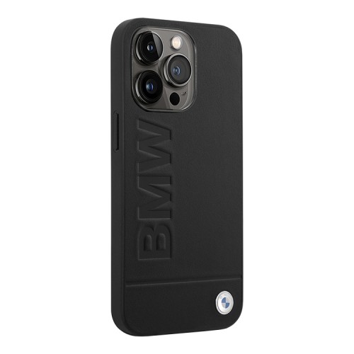 Кожаный чехол BMW Signature Logo imprint Hard для iPhone 14 Pro, черный (MagSafe)