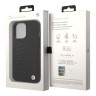 Кожаный чехол BMW Signature Logo imprint Hard для iPhone 14 Pro, черный (MagSafe)
