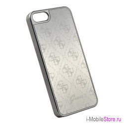 Чехол Guess 4G Aluminium plate Hard для iPhone 5s SE, серебристый