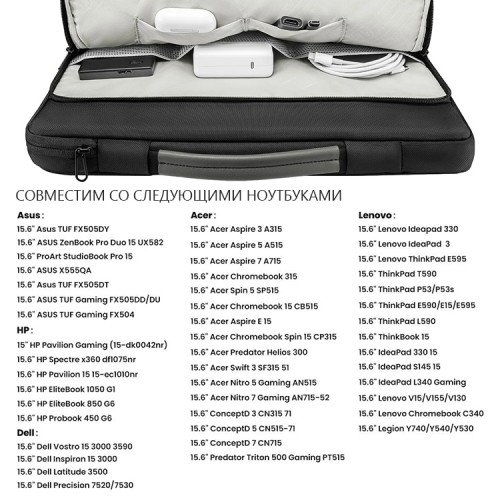 Чехол-сумка Tomtoc Defender Laptop Handbag A14 для ноутбука 15-16", черный