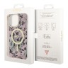 Чехол Guess Flower Hard для iPhone 14 Pro Max, розовый/золотой (MagSafe)