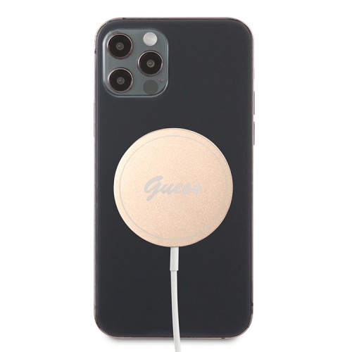 Guess Беспроводное СЗУ MagSafe Wireless charger 15W Script logo Gold