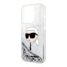 Karl Lagerfeld для iPhone 15 Pro Max чехол Liquid Glitter NFT Karl head Hard Silver