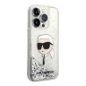 Karl Lagerfeld для iPhone 15 Pro Max чехол Liquid Glitter NFT Karl head Hard Silver