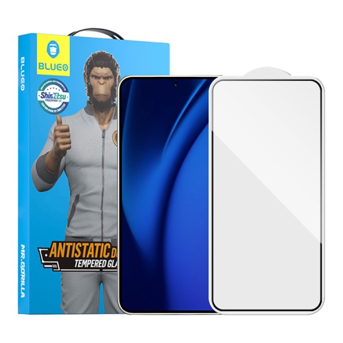 BlueO стекло для Galaxy S24+, Silk Full cover Anti-Static Black (с рамкой, антистатик)