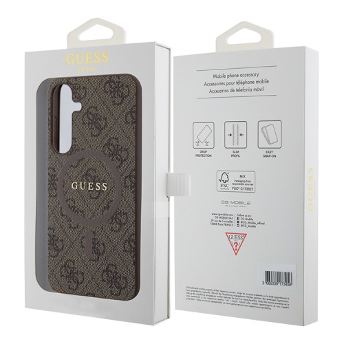 Guess для Galaxy S24+ чехол PU 4G Colored ring Metal logo Hard Brown (MagSafe)