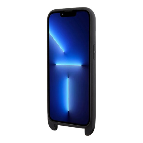 Karl Lagerfeld для iPhone 15 чехол Crossbody PU Monogram Metal Plate logo Hard Black