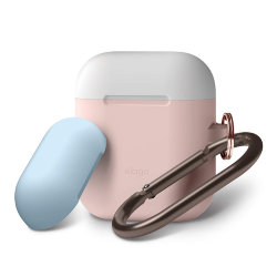 Чехол Elago Hang DUO case для AirPods, розовый с крышками White и Pastel Blue