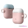 Чехол Elago Hang DUO case для AirPods 1/2, розовый с крышками White и Pastel Blue