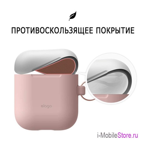 Чехол Elago Hang DUO case для AirPods 1/2, розовый с крышками White и Pastel Blue