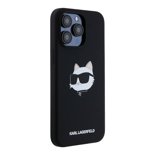 Karl Lagerfeld для iPhone 15 Pro чехол Liquid Silicone NFT Choupette Head Hard Black (MagSafe)