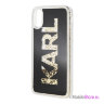 Чехол Karl Lagerfeld Liquid Glitter Karl logo Hard для iPhone XS Max, черный