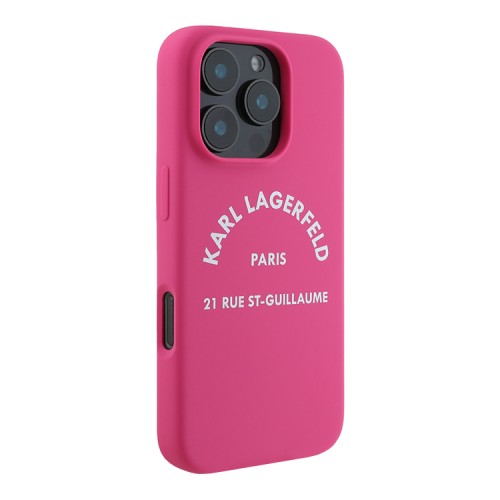 Karl Lagerfeld для iPhone 16 Pro чехол Liquid silicone RSG logo Fuchsia