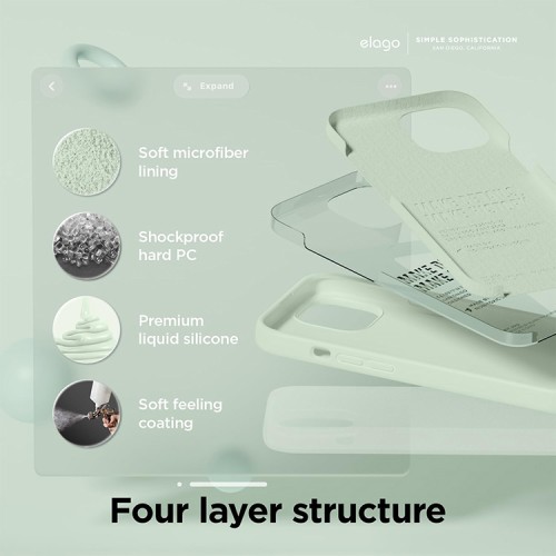 Elago для iPhone 15 Pro Max чехол Soft silicone (Liquid) Soft Mint