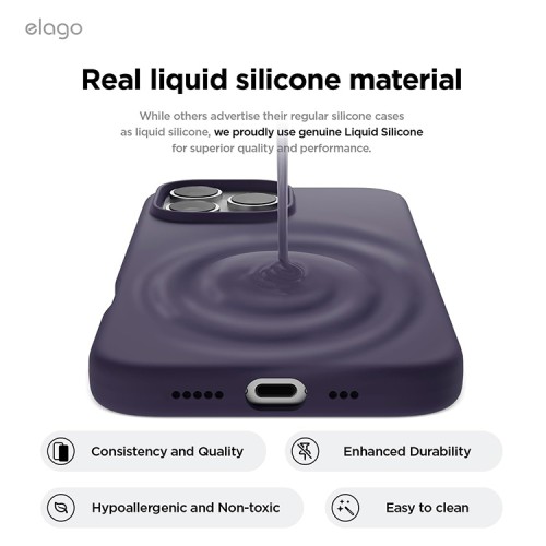 Elago для iPhone 16 Pro чехол Soft silicone (Liquid) Deep Purple
