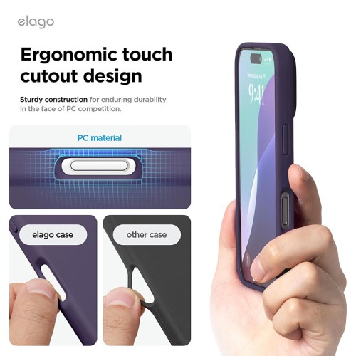Elago для iPhone 16 Pro чехол Soft silicone (Liquid) Deep Purple
