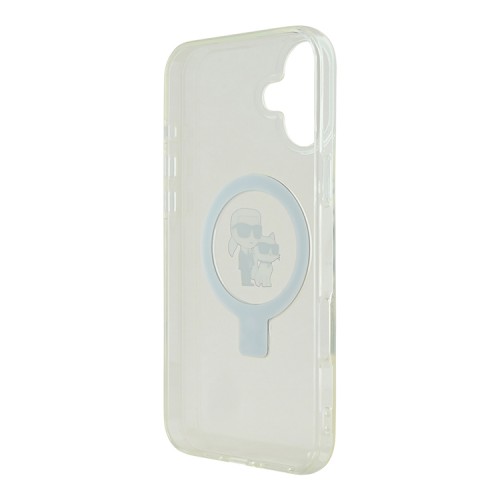 Karl Lagerfeld для iPhone 16 чехол PC/TPU + Ring stand NFT Karl & Choupette Hard Transp (MagSafe)