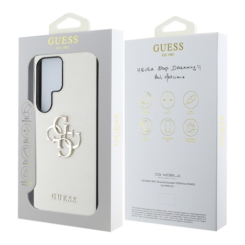 Guess для Galaxy S25 Ultra чехол PU Grained leather 4G Big metal logo Hard Beige