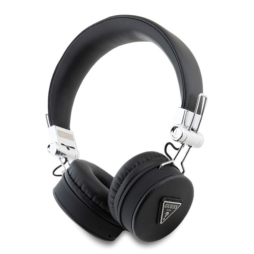 Guess наушники беспроводные накладные Bluetooth HP Round ENC Grained PU Triangle Metal Logo Black