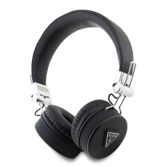 Guess наушники беспроводные накладные Bluetooth HP Round ENC Grained PU Triangle Metal Logo Black